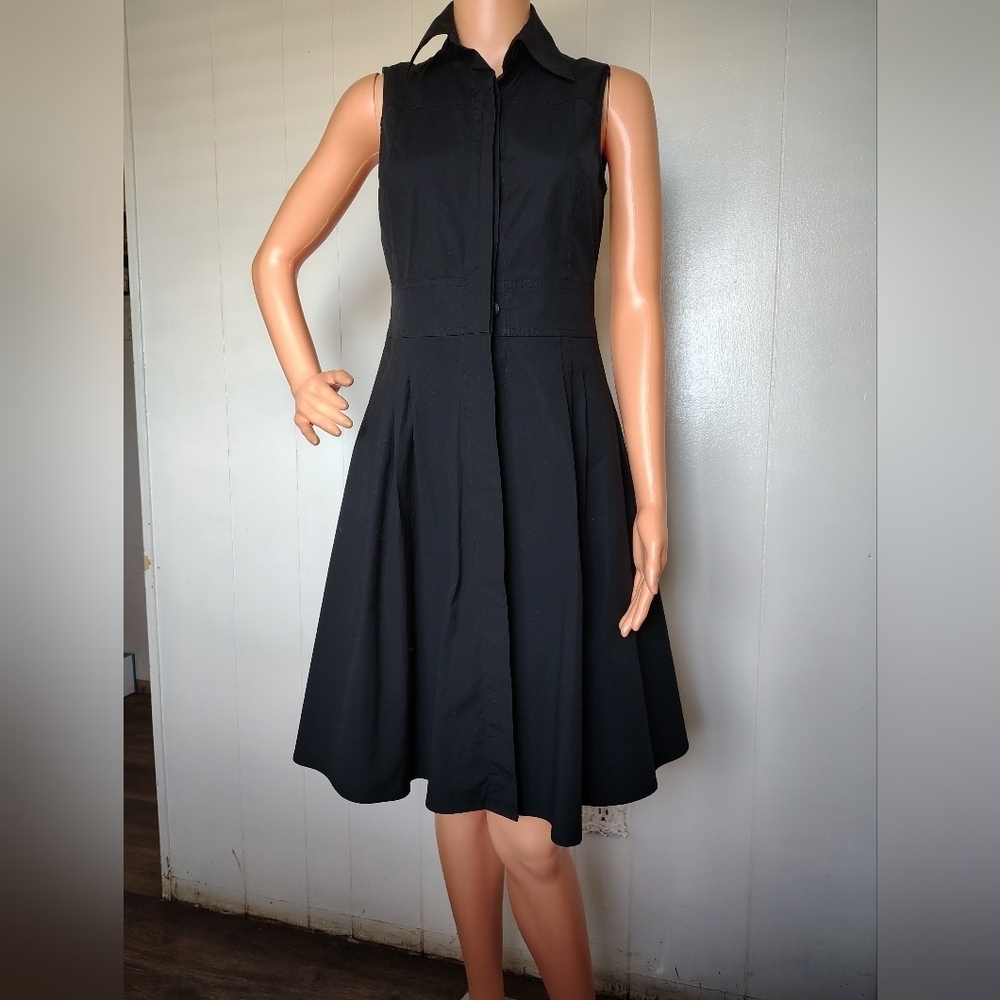 LOFT Black Collared Midi Dress Size 2